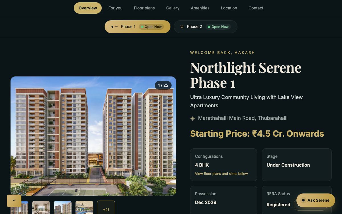 Northlight Serene sample project website preview